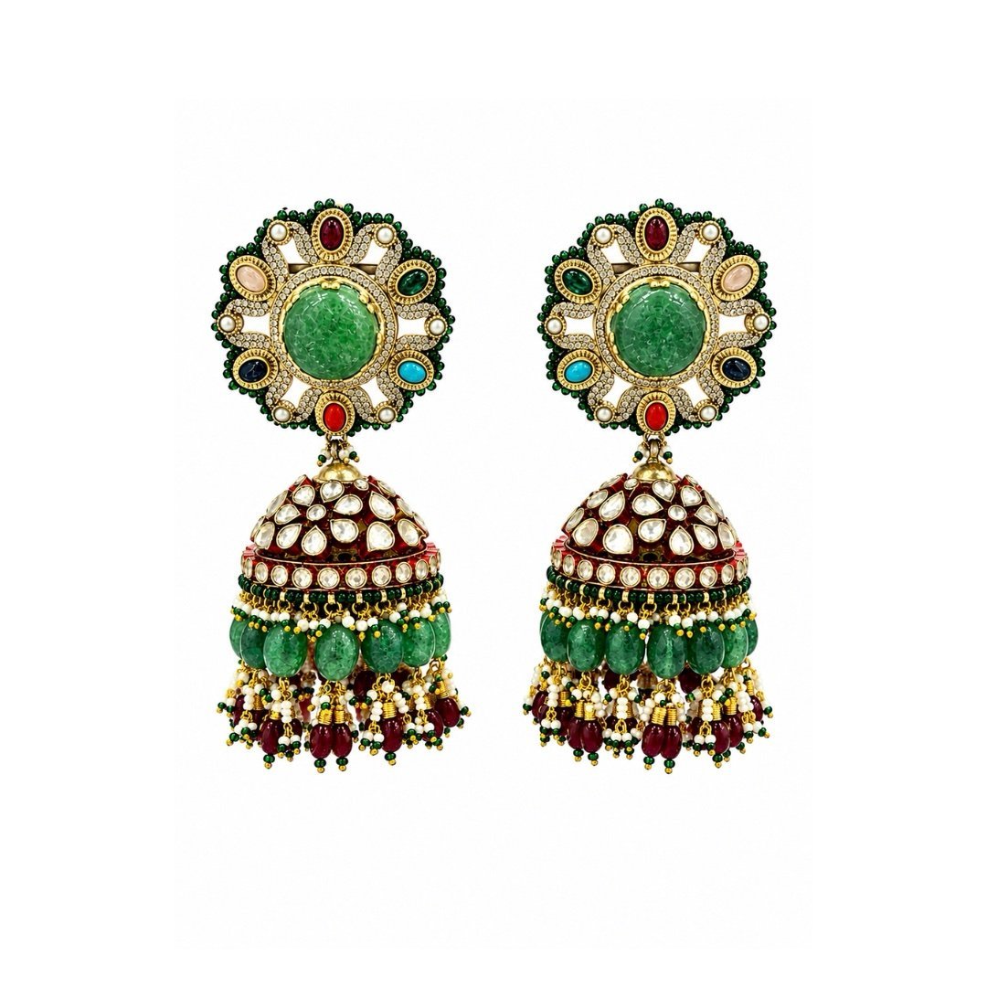 Maharani Navratna Jhumka Earrings