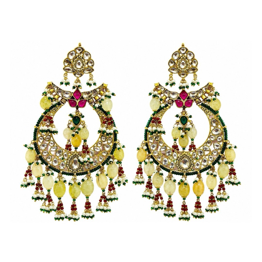 Jahanara Royal Kundan Chandbali Earrings