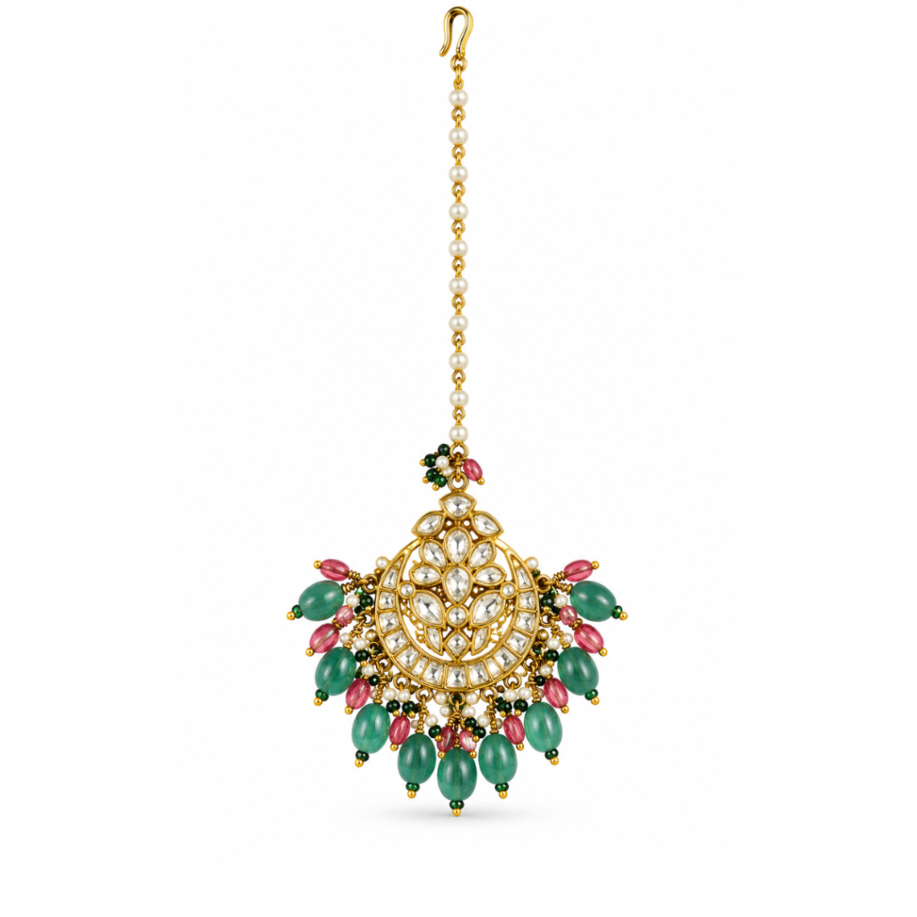 Noor Emerald Pearl Maang Tikka