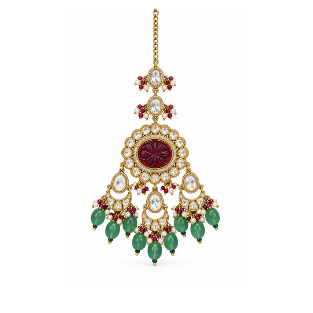 Maharani Ruby Emerald Maang Tikka